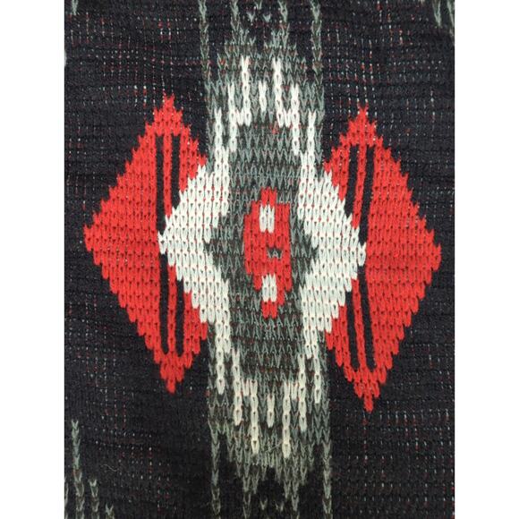 VTG Front Line Sweater Aztec Geometric Knit Black Red Made Hong Kong XL - Picture 8 of 11